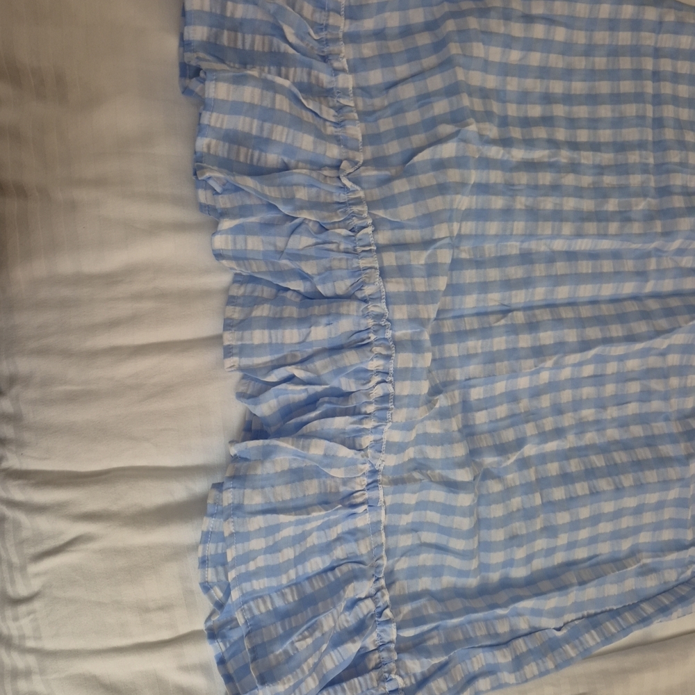 Blue Gingham Women's Skirt Side Zipper - Picture 2 of 3